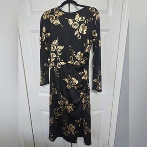 Baltic Born Black Dress with Gold Floral Design
